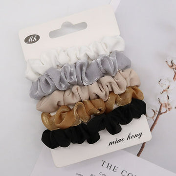 5Pcs Scrunchies Hairband Hair Tie Women for Hair Accessories Satin Scrunchies Stretch Ponytail Holders Handmade Gift Heandband daiiibabyyy